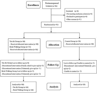 Effects of Tai Chi and brisk walking on the bone mineral density of perimenopausal women: A randomized controlled trial